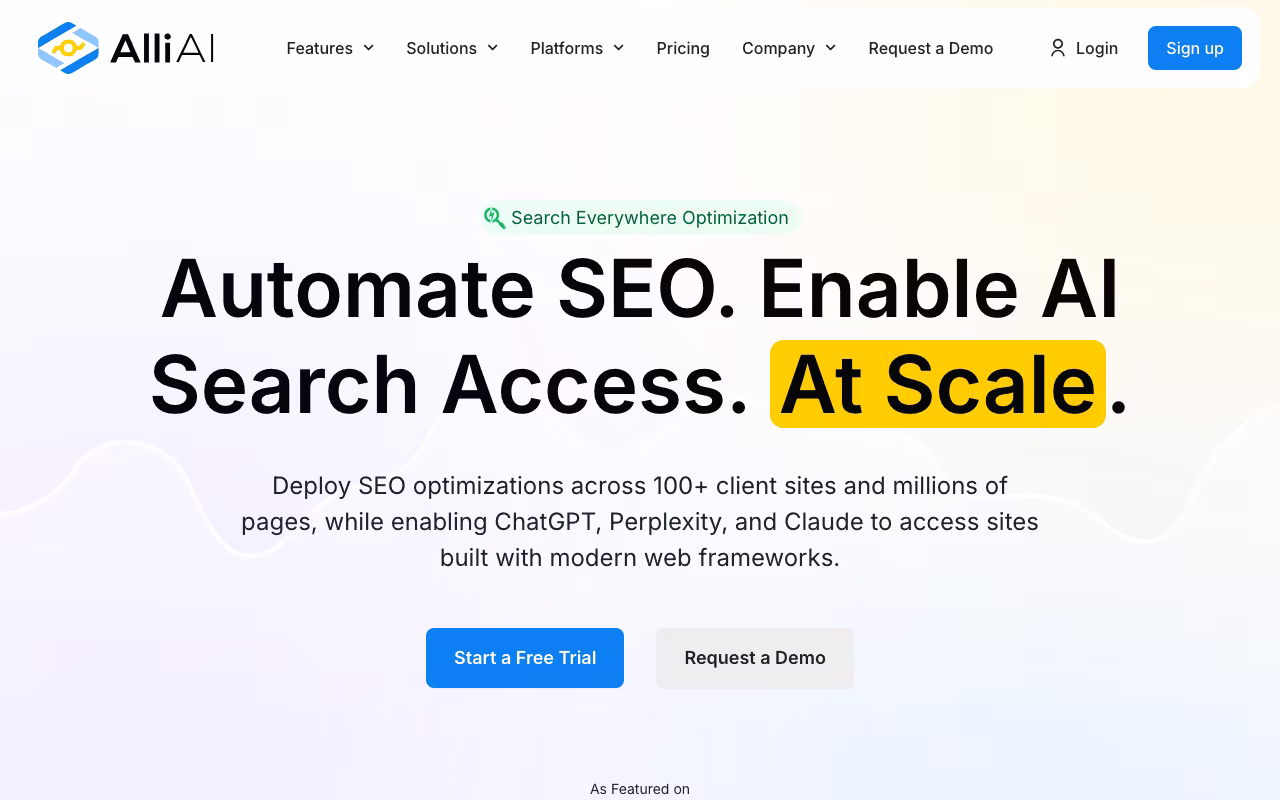 Alli AI seo platform interface screenshot