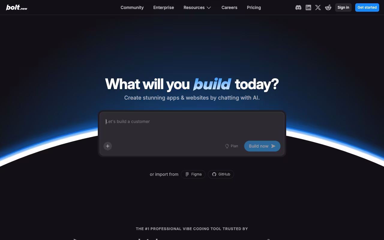 Bolt dev platform interface screenshot