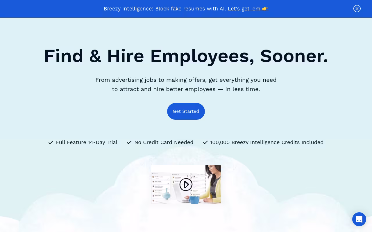 Breezy HR hr platform interface screenshot