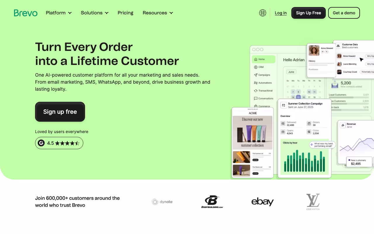 Brevo marketing platform interface screenshot