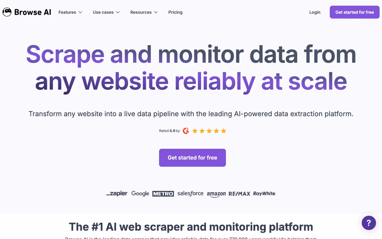 Browse AI data platform interface screenshot