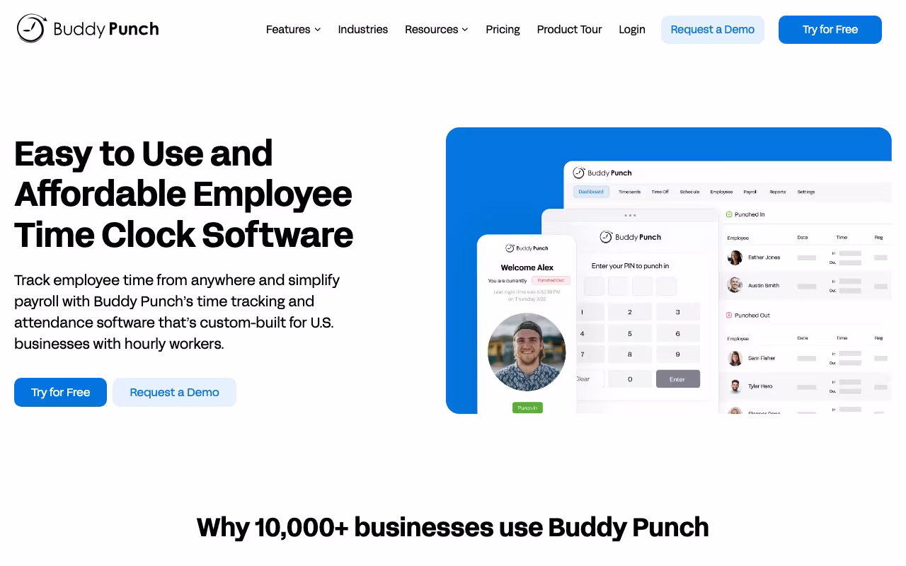 Buddy Punch hr platform interface screenshot