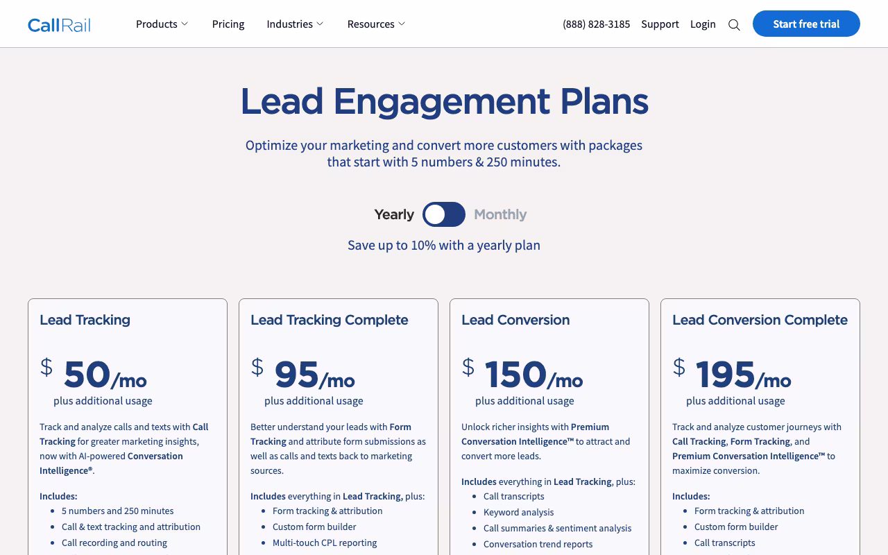 CallRail marketing platform interface screenshot