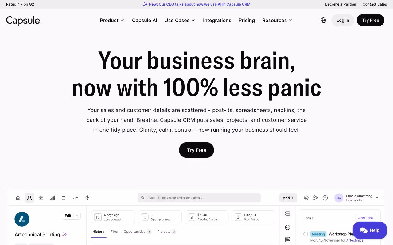 Capsule CRM screenshot