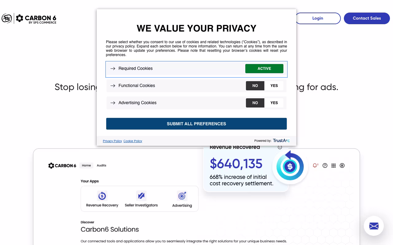 Carbon6 data platform interface screenshot