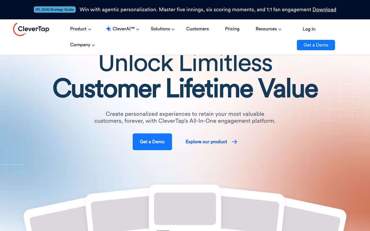CleverTap marketing platform interface screenshot