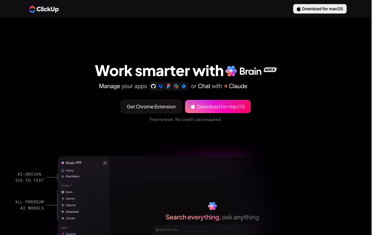 ClickUp Brain Max project management platform interface screenshot