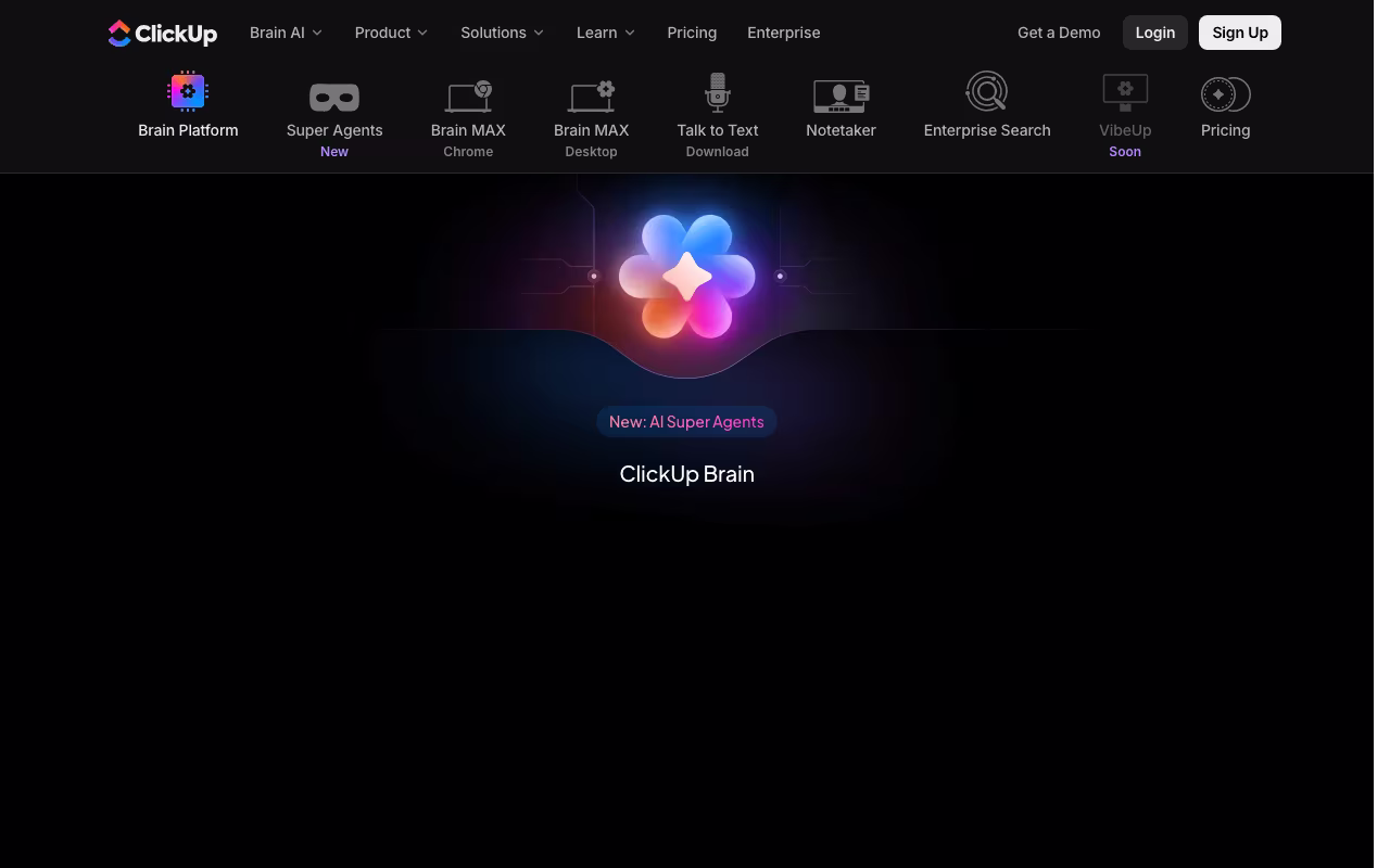 ClickUp Brain project management platform interface screenshot