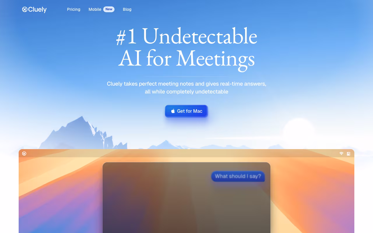 Cluely educational platform interface screenshot
