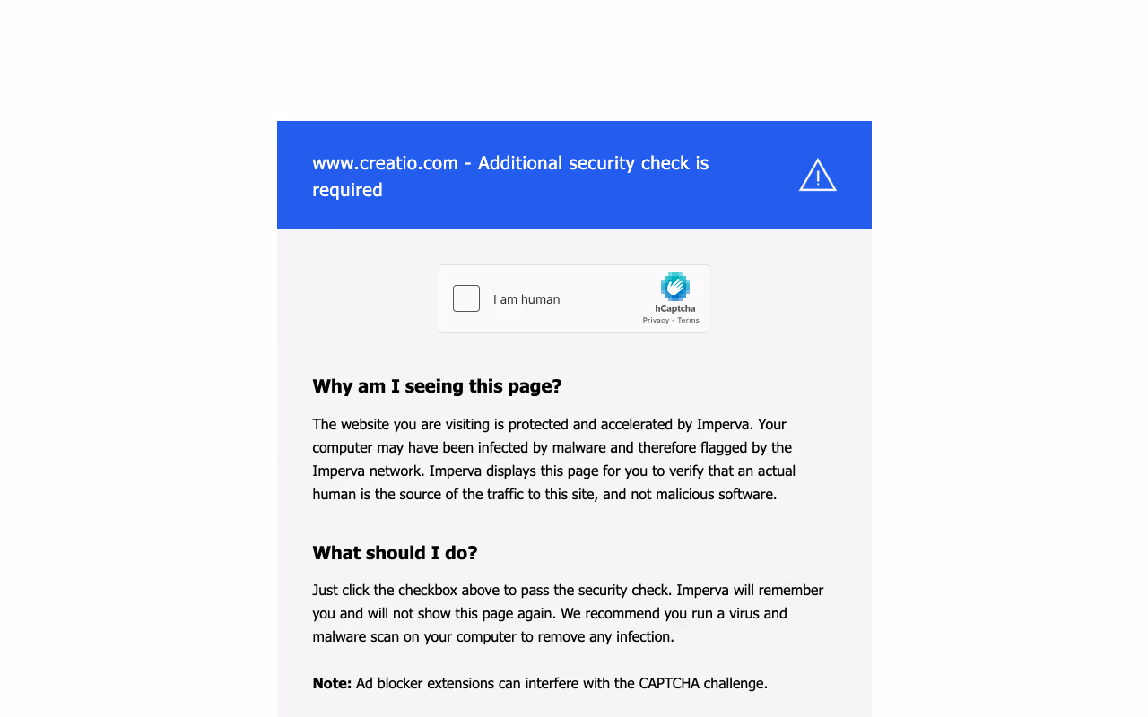 Creatio homepage screenshot