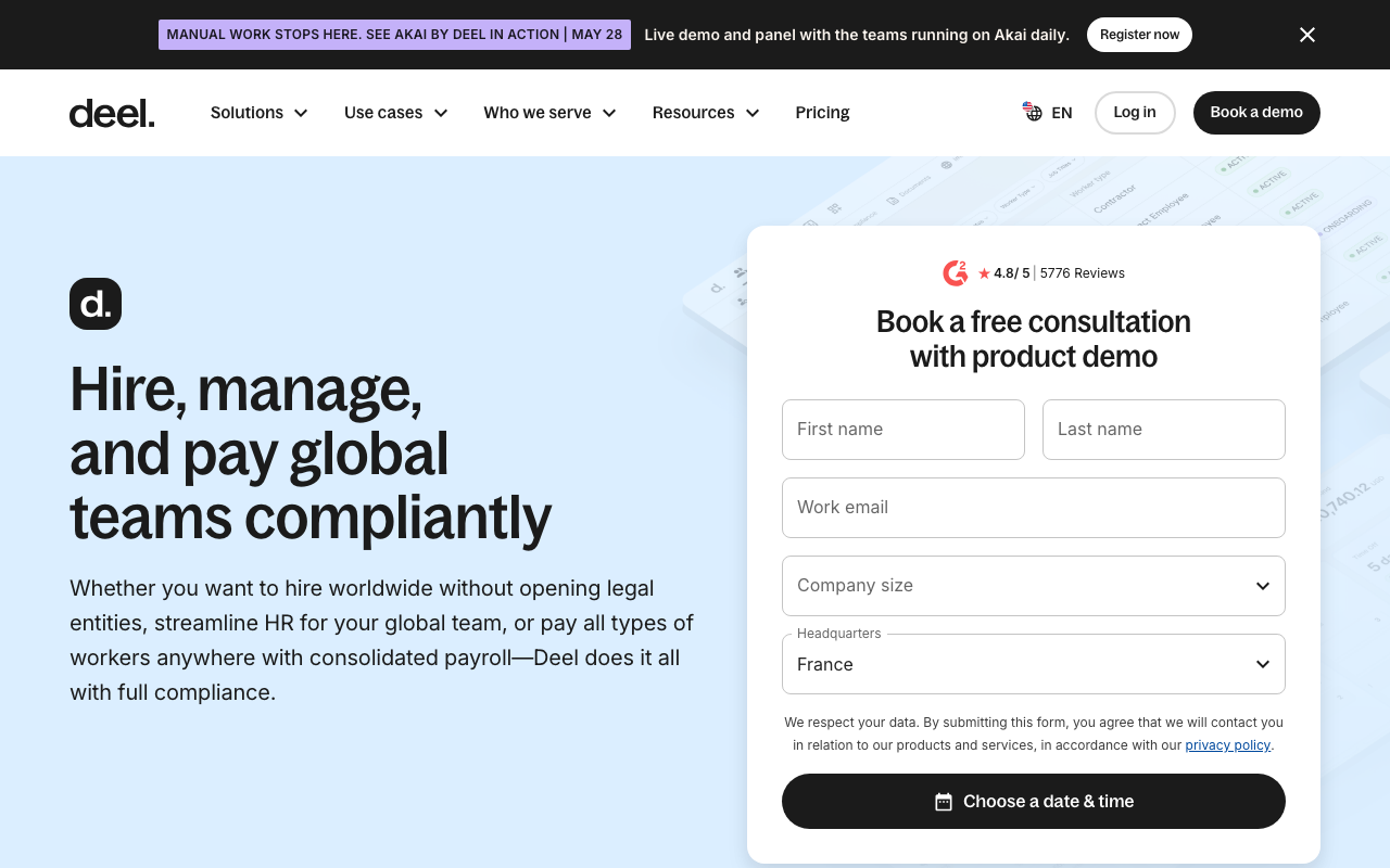 Deel hr platform interface screenshot