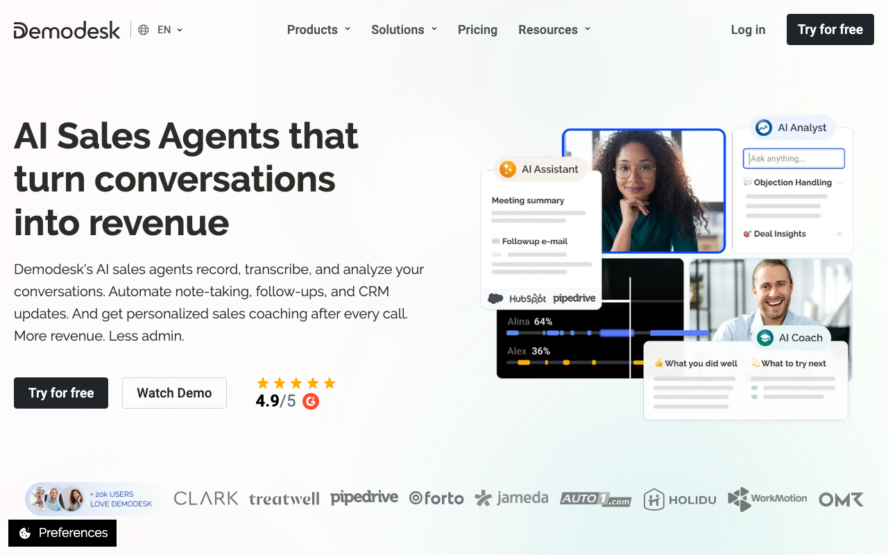 Demodesk sales platform interface screenshot