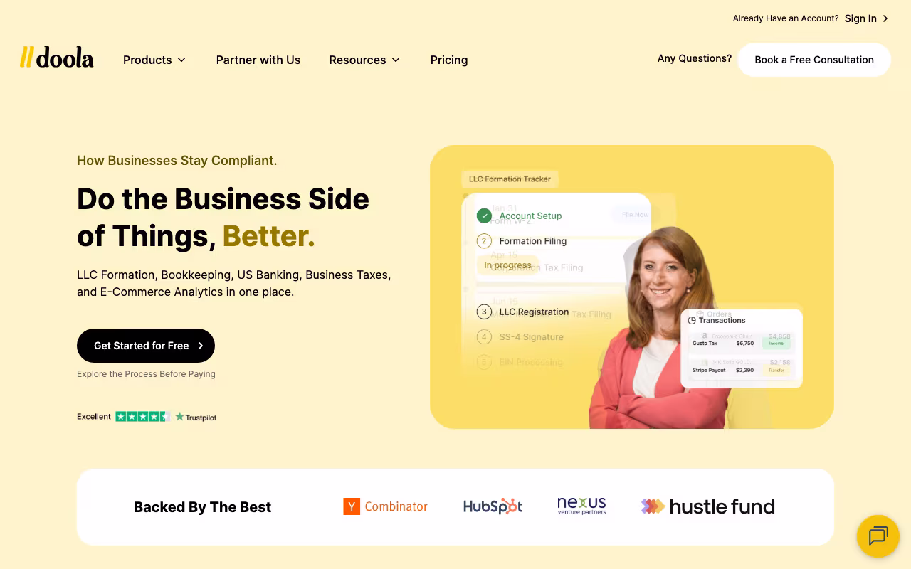 doola legal platform interface screenshot