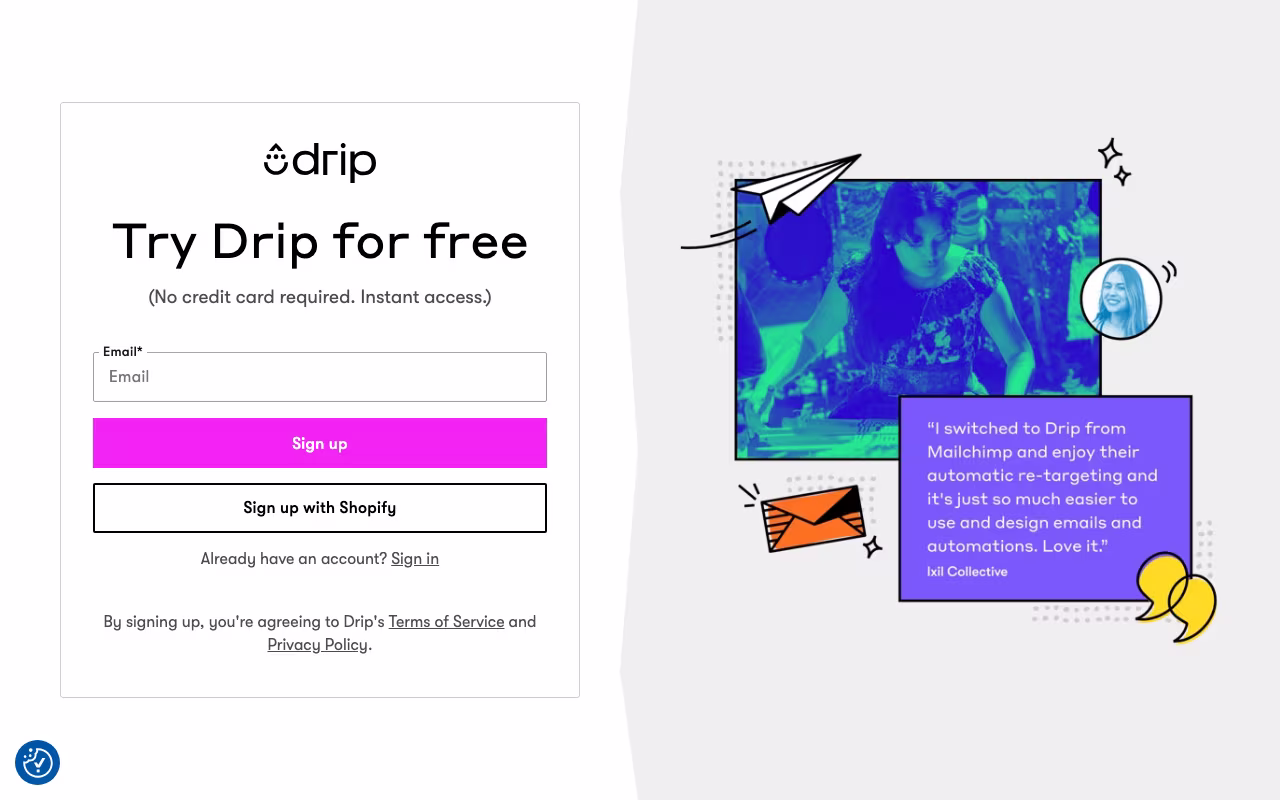 Drip marketing platform interface screenshot