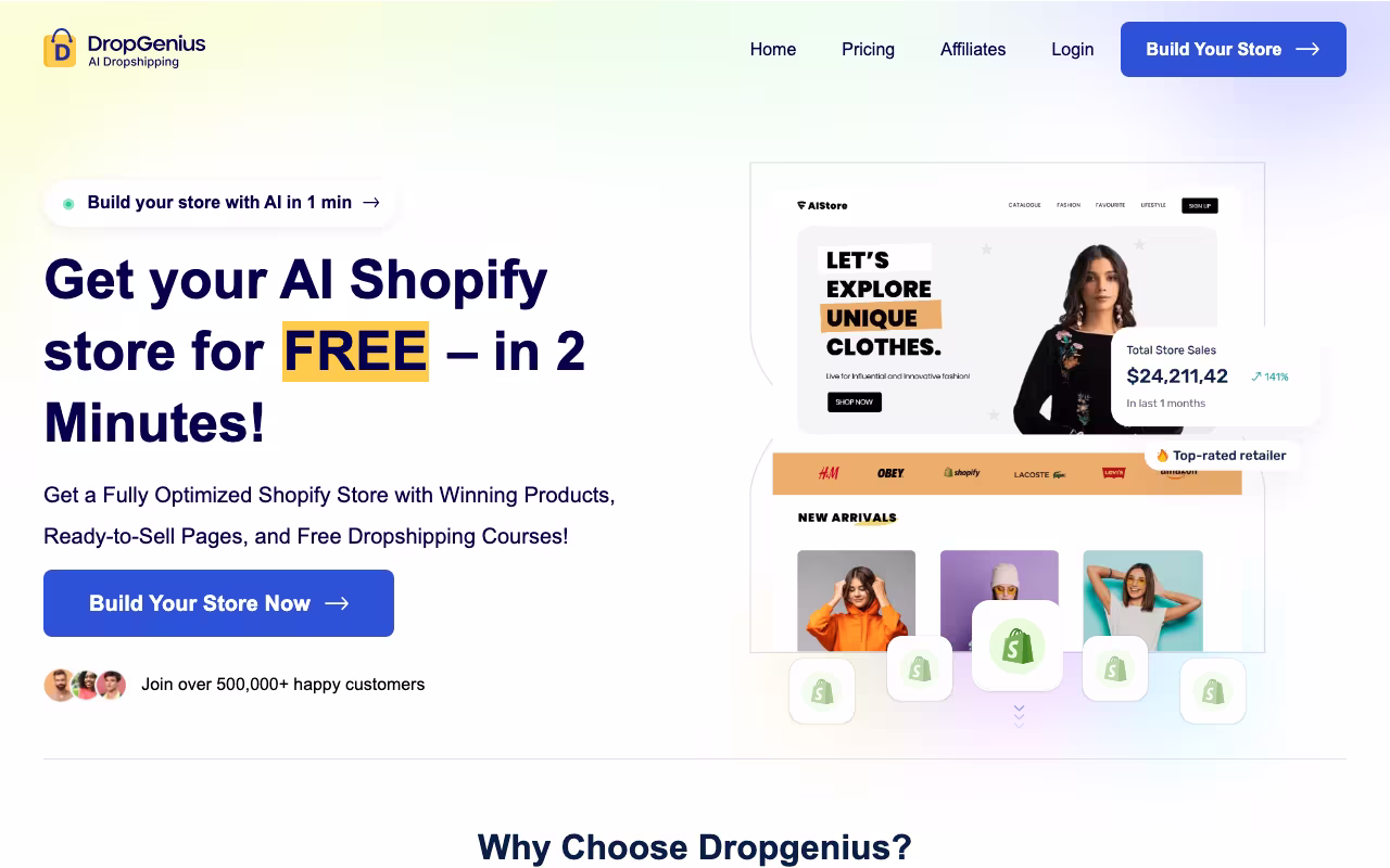 DropGenius sales platform interface screenshot