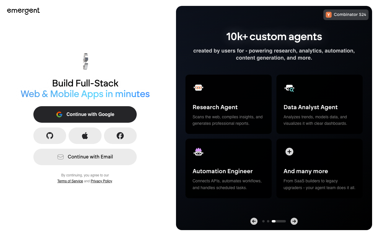 Emergent productivity platform interface screenshot