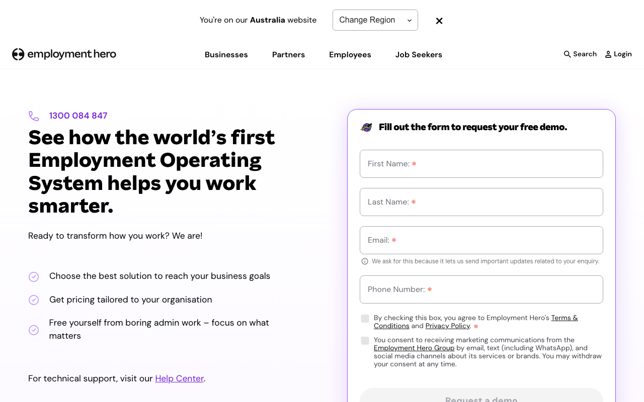 Employment Hero hr platform interface screenshot