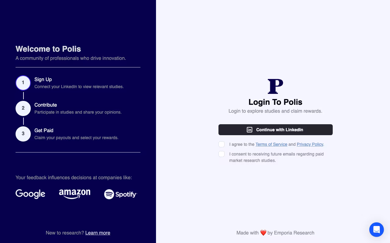 Emporia Research data platform interface screenshot