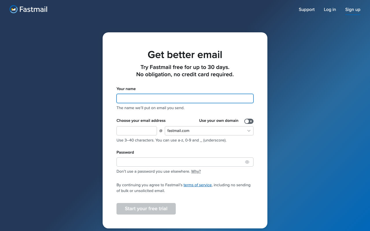 Fastmail productivity platform interface screenshot