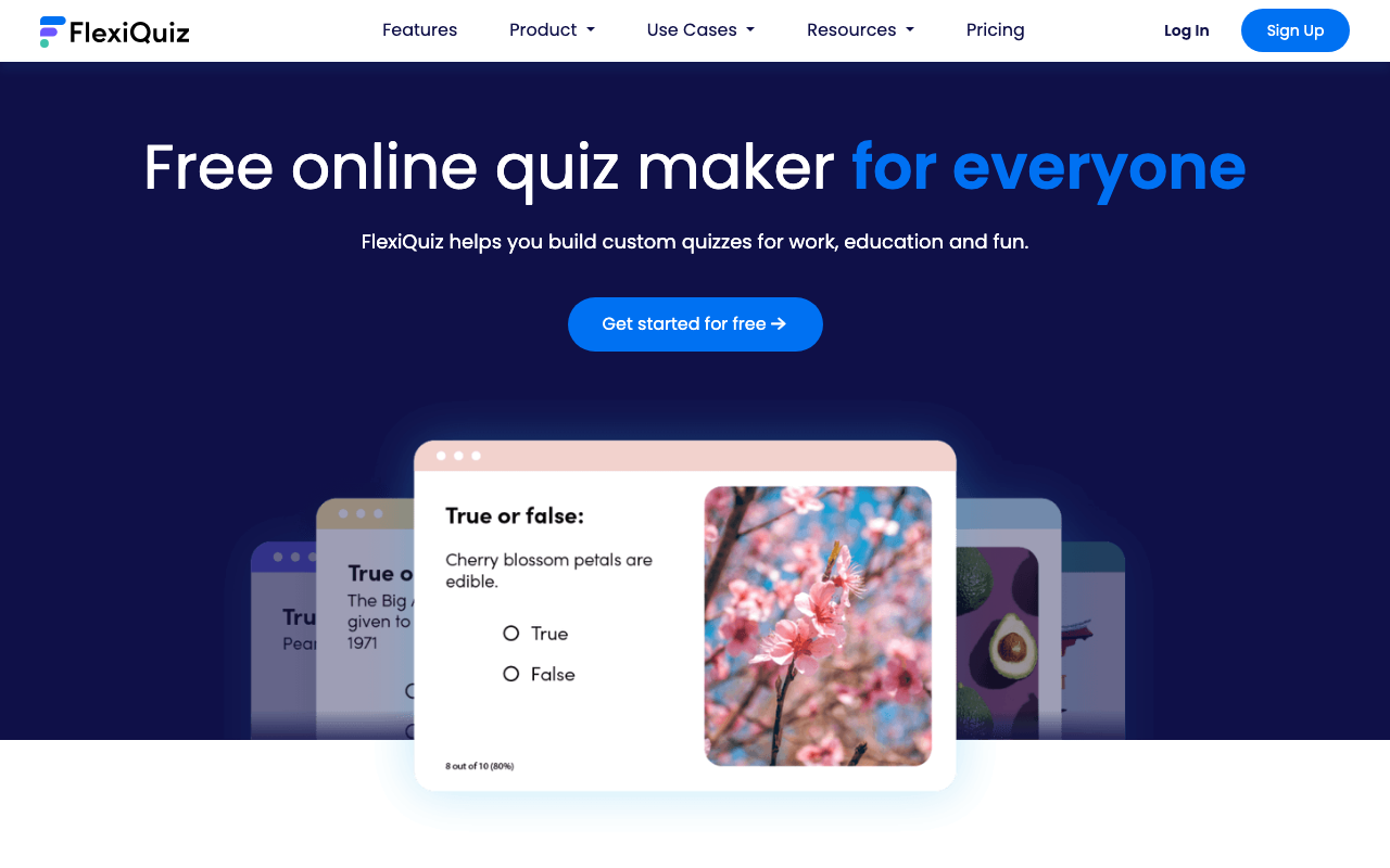 FlexiQuiz data platform interface screenshot
