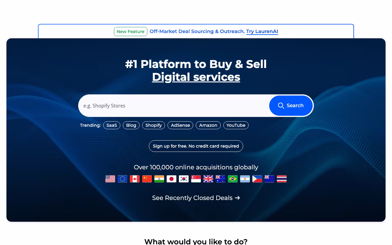 Flippa finance platform interface screenshot
