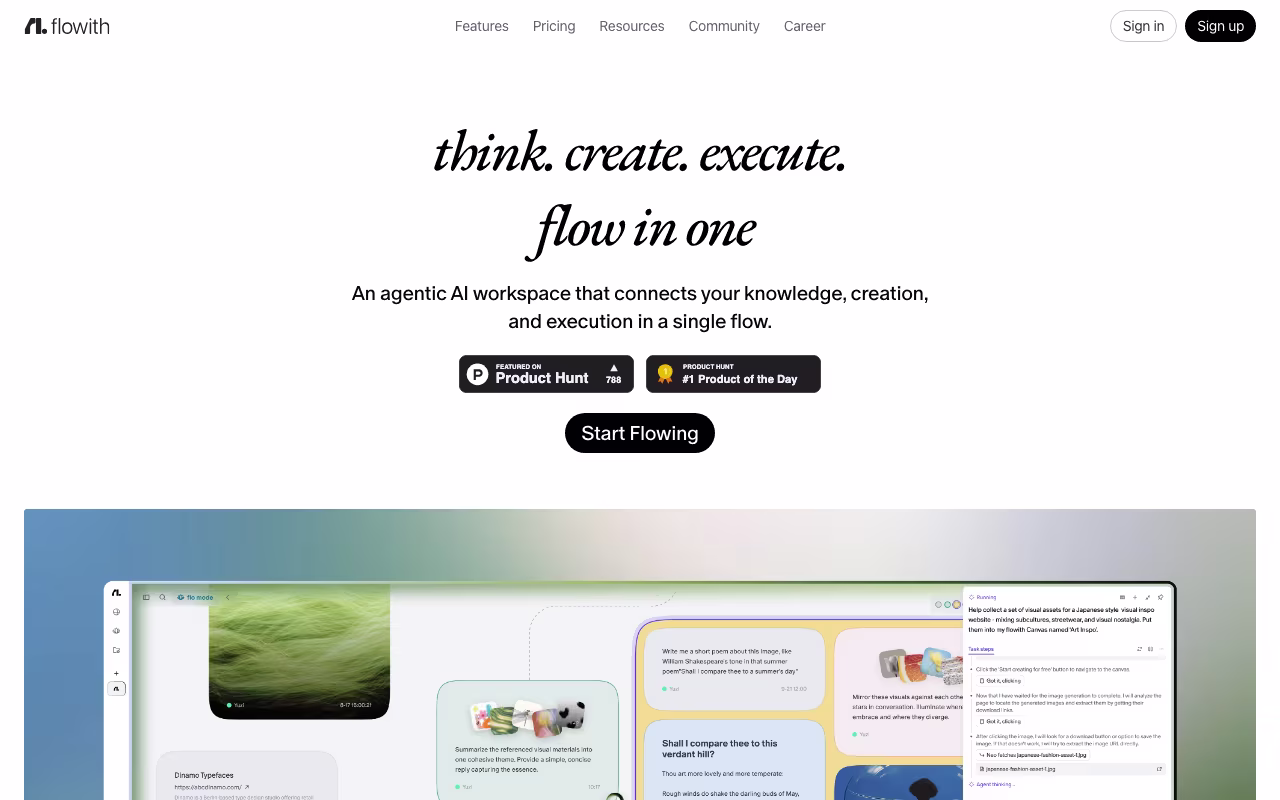 flowith productivity platform interface screenshot