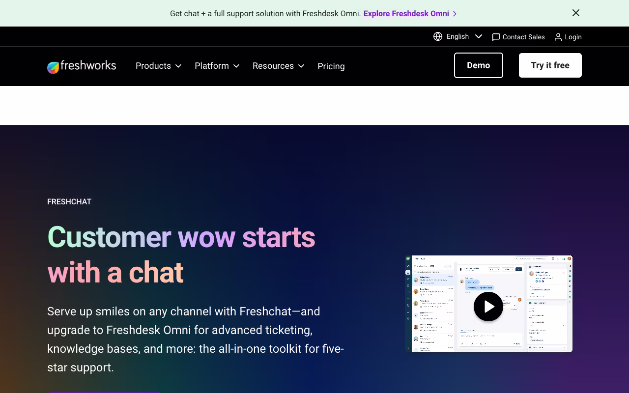 Freshchat customer support platform interface screenshot