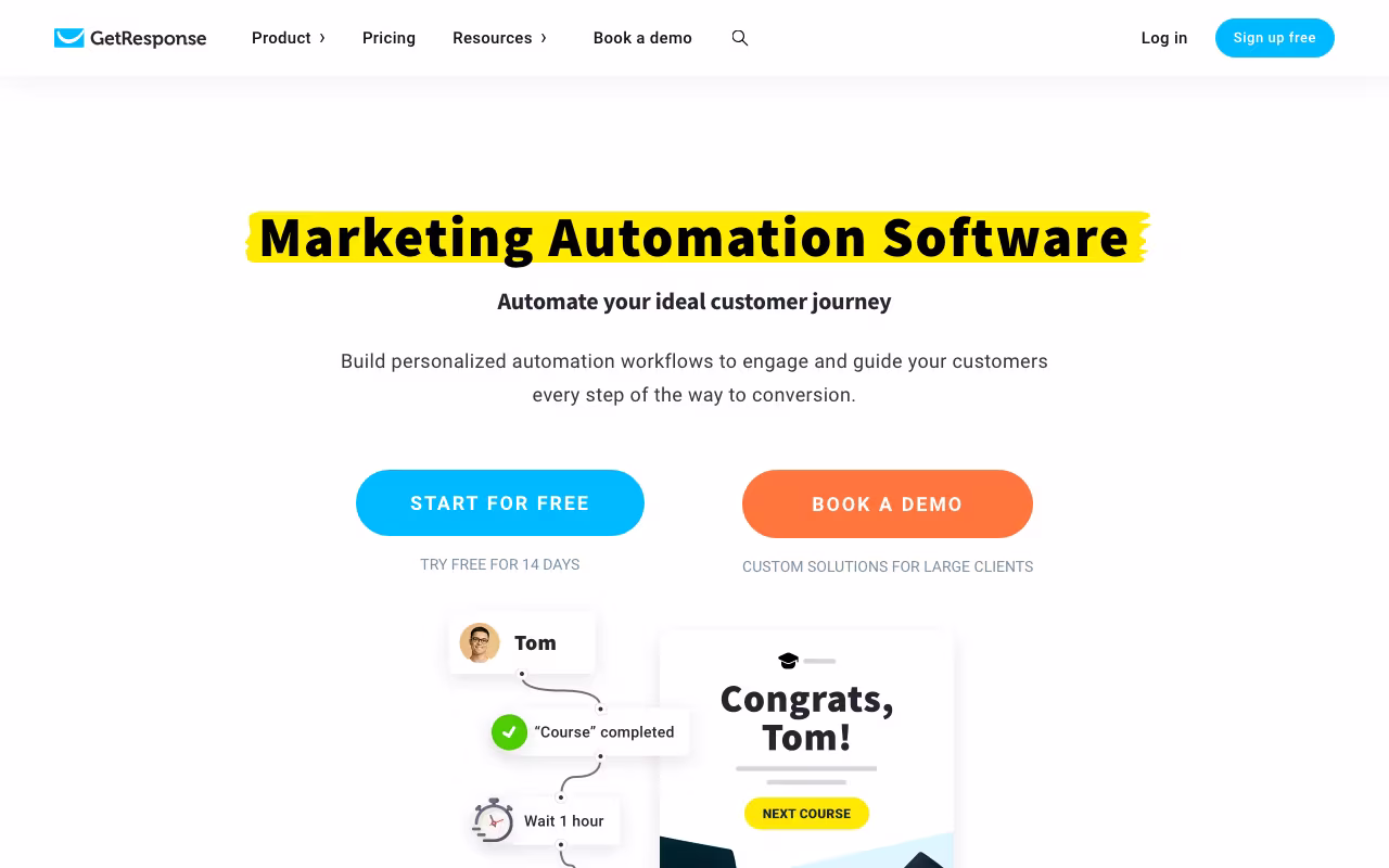 GetResponse marketing platform interface screenshot