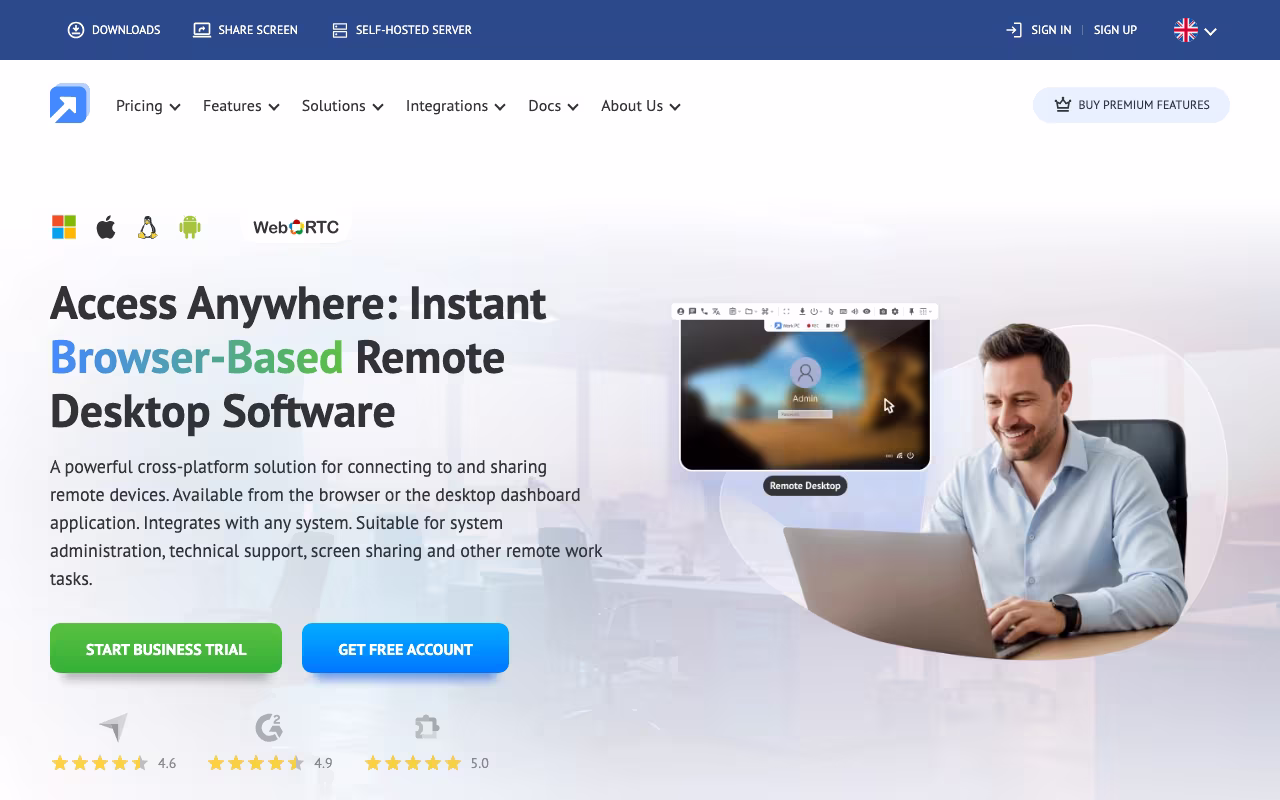 Getscreen.me dev platform interface screenshot