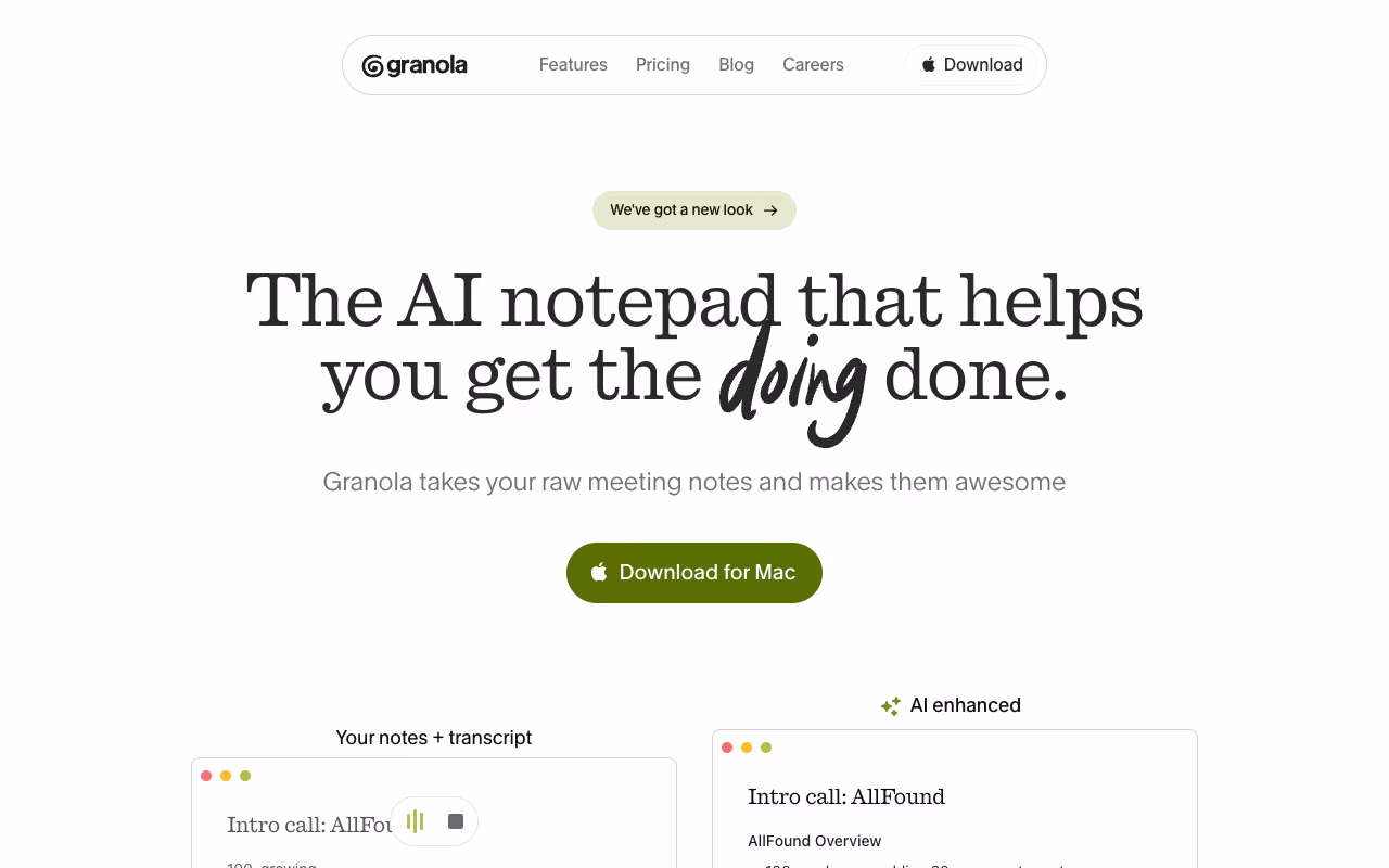 Granola productivity platform interface screenshot