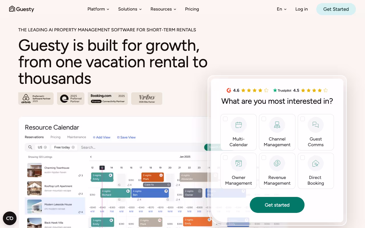 Guesty operations platform interface screenshot