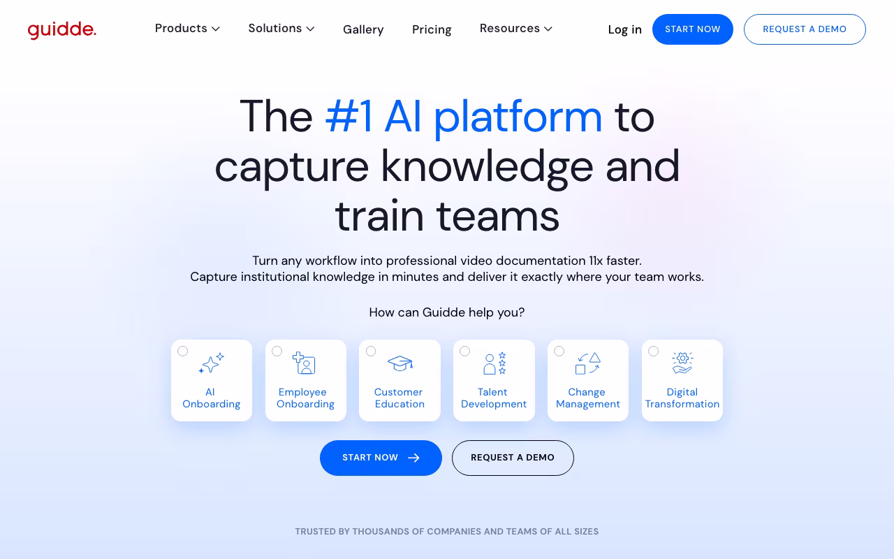 Guidde content creation platform interface screenshot