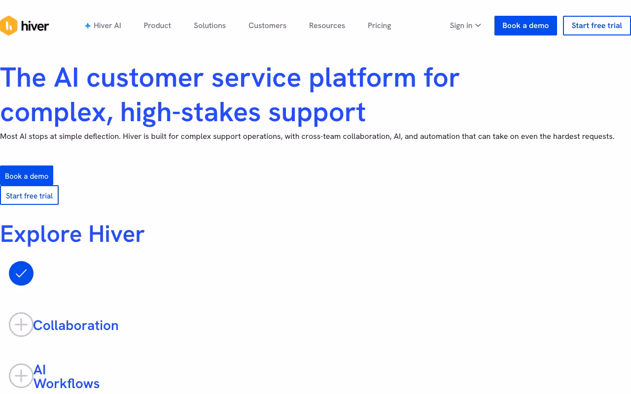 Hiver customer support platform interface screenshot