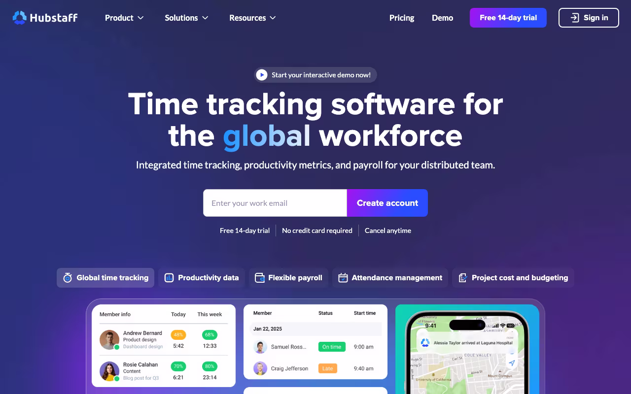 Hubstaff operations platform interface screenshot