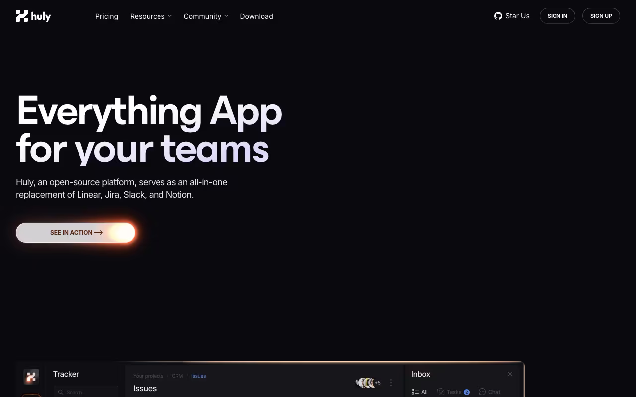 Huly project management platform interface screenshot