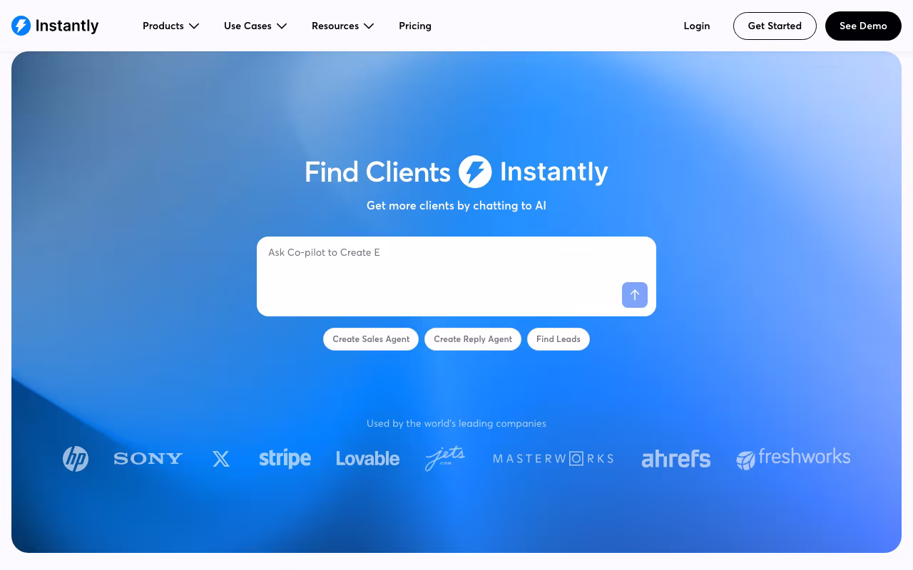 Instantly sales platform interface screenshot