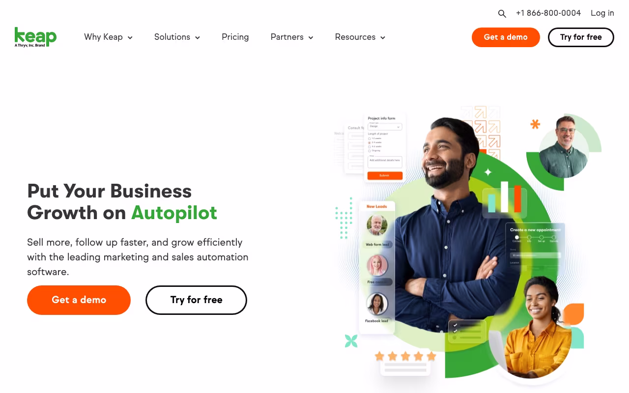 Keap sales platform interface screenshot