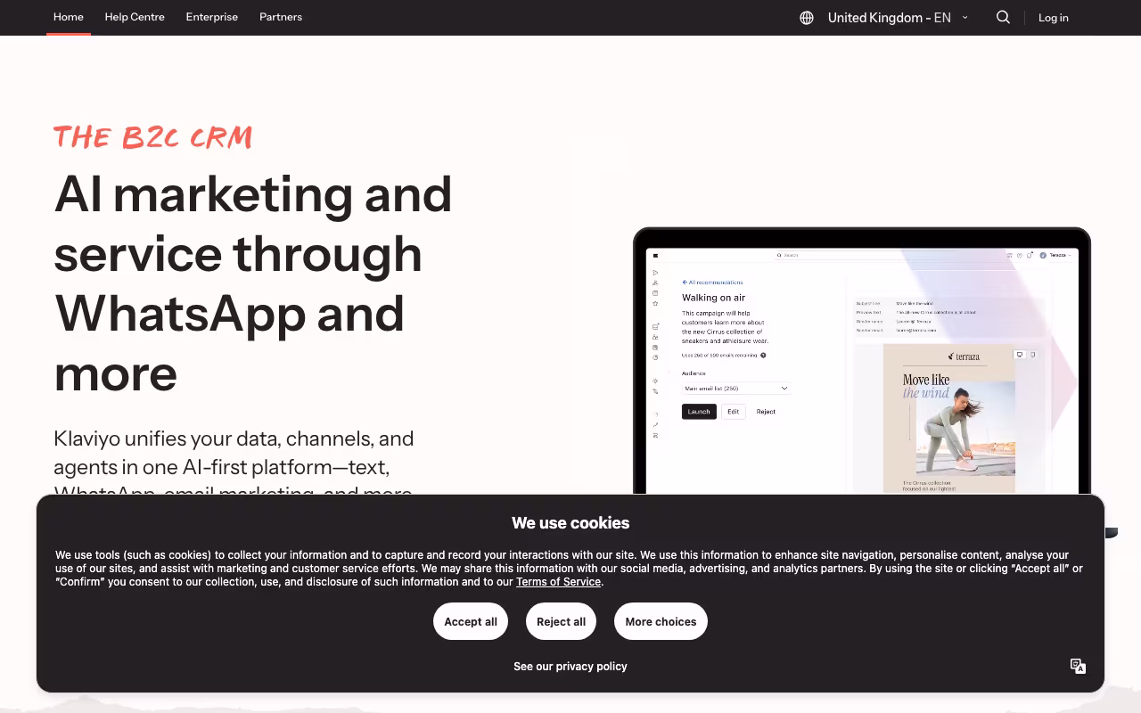 Klaviyo marketing platform interface screenshot