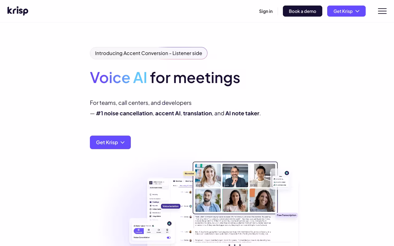 Krisp productivity platform interface screenshot