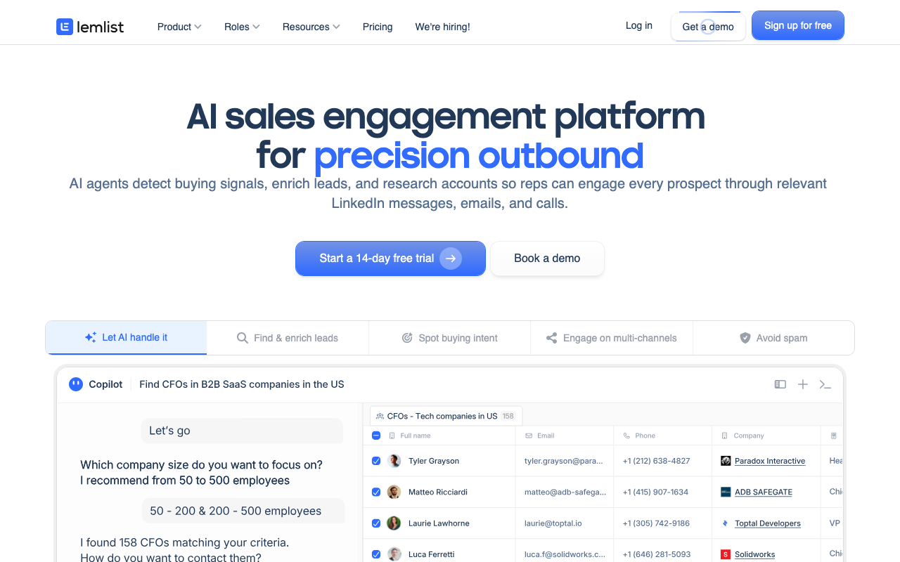 lemlist sales platform interface screenshot