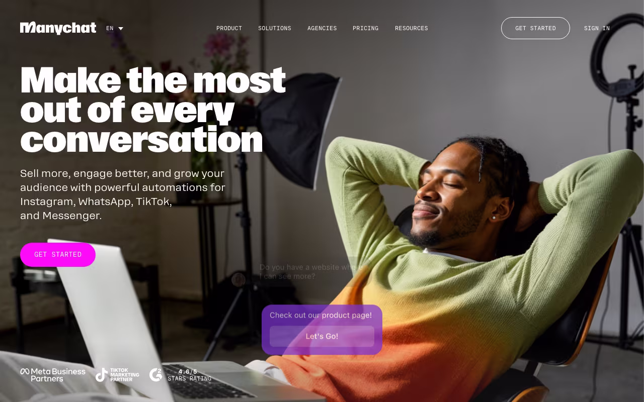 ManyChat marketing platform interface screenshot