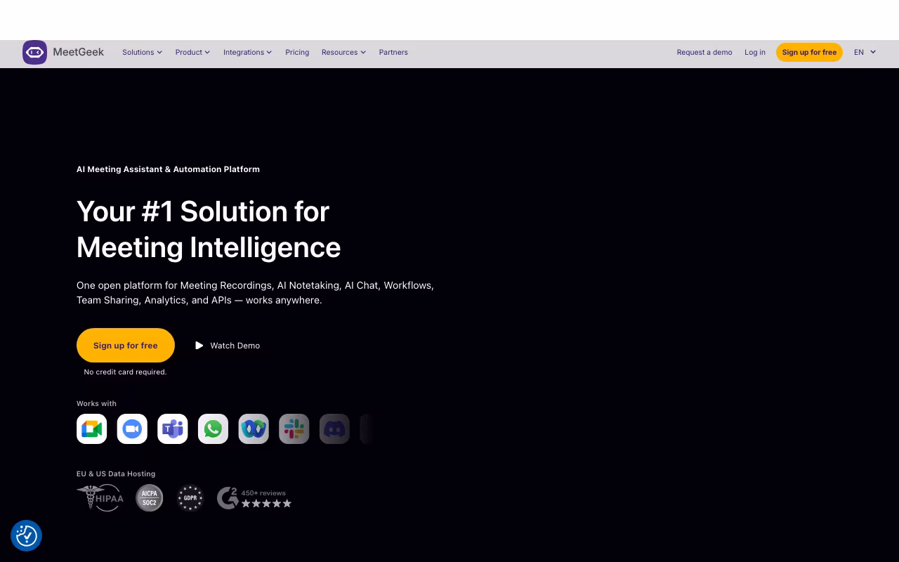 MeetGeek productivity platform interface screenshot