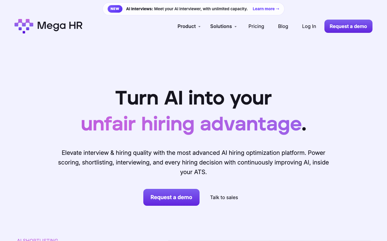 Mega HR hr platform interface screenshot