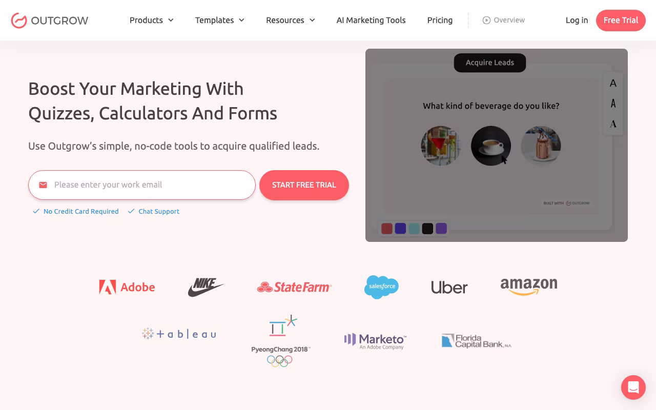 Outgrow marketing platform interface screenshot