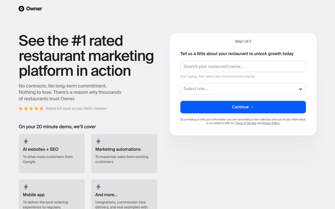 Owner marketing platform interface screenshot