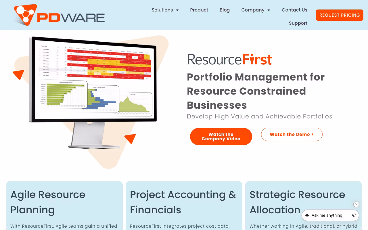 PDWare project management platform interface screenshot