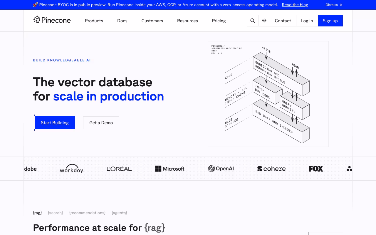 Pinecone dev platform interface screenshot