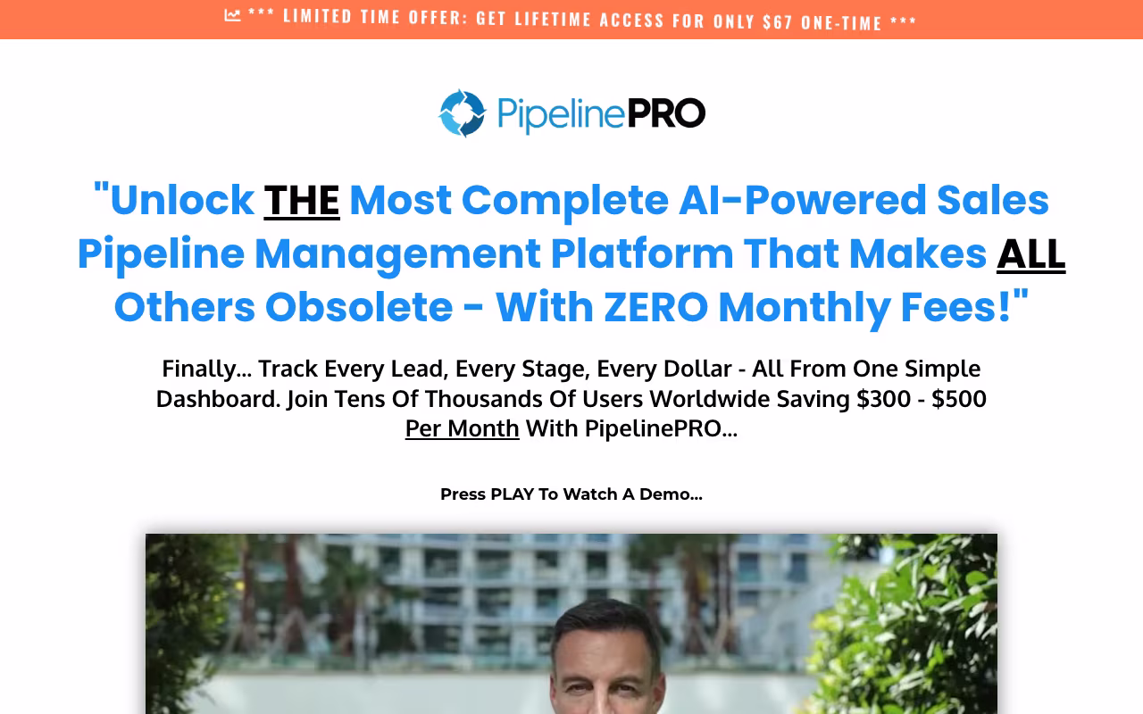 PipelinePRO sales platform interface screenshot