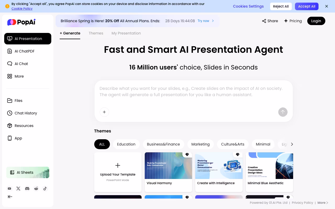 PopAi productivity platform interface screenshot