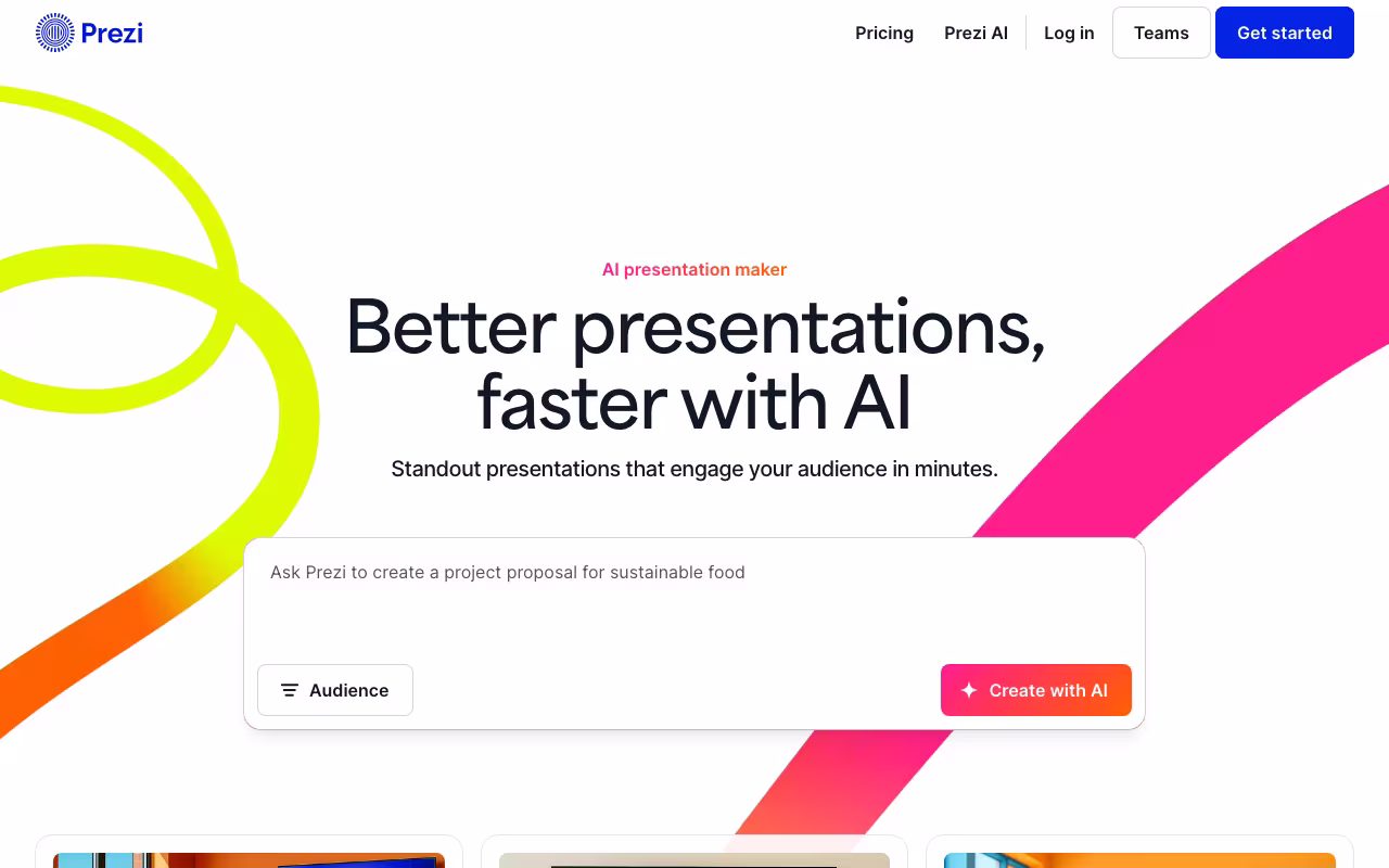 Prezi content creation platform interface screenshot